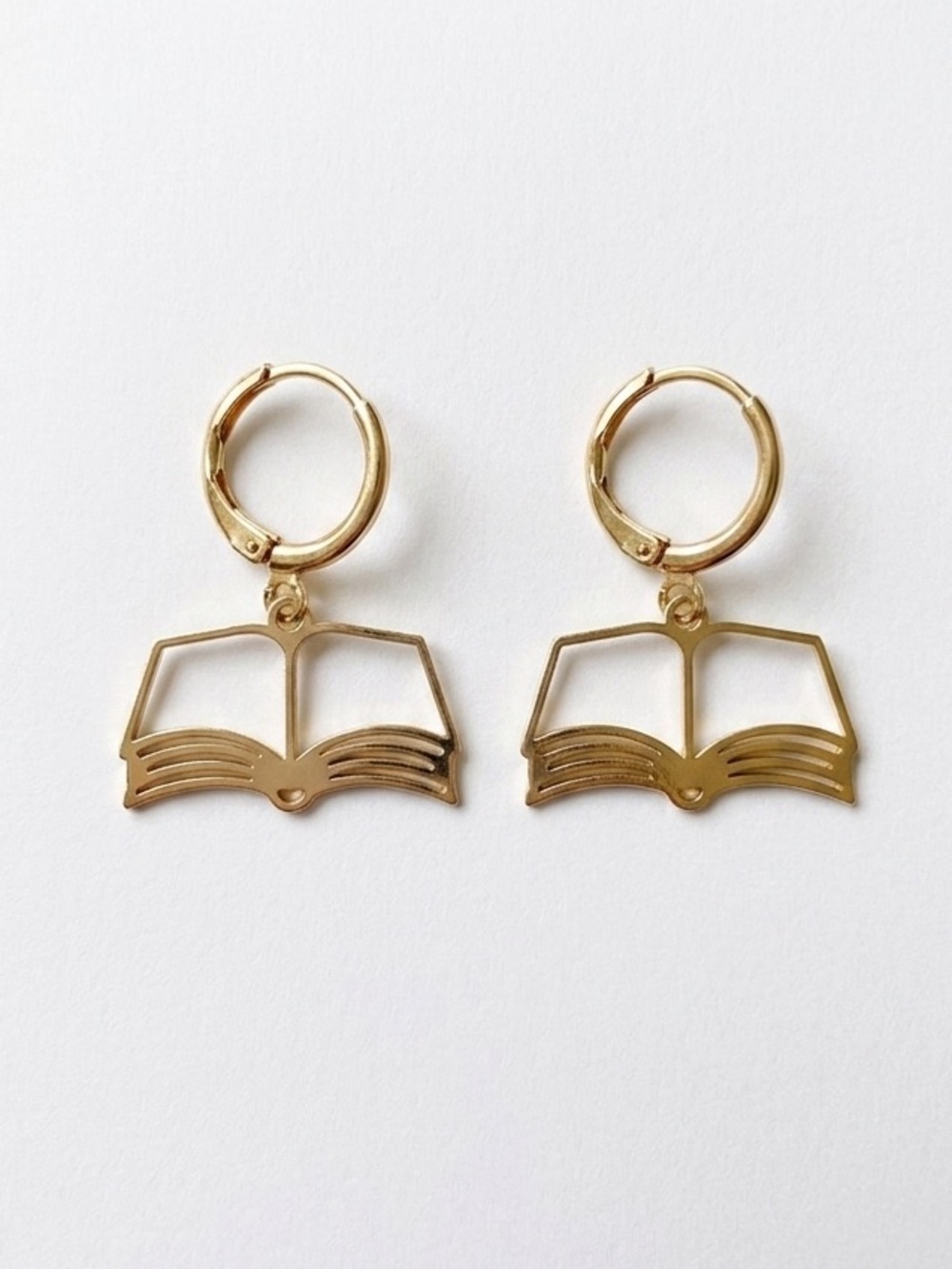🔥4 for $25 Gold Coloured Open Book Dangle Hoop Earrings